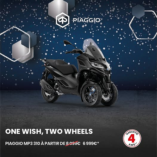 Offre exceptionnelle sur votre futur scooter 3 roues Piaggio MP3 chez Roadparc 72